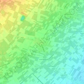 Topografische kaart Quaderni, hoogte, reliëf