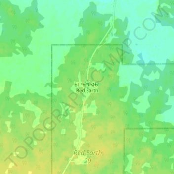 Topografische kaart Red Earth, hoogte, reliëf