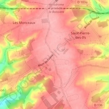 Topografische kaart La Corne, hoogte, reliëf