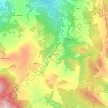 Topografische kaart Collelungo, hoogte, reliëf