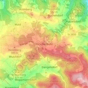 Topografische kaart Hirschenbühl, hoogte, reliëf