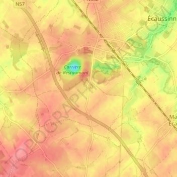 Topografische kaart Les Croisettes, hoogte, reliëf