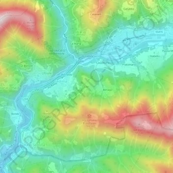 Topografische kaart Cler, hoogte, reliëf