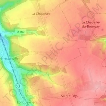 Topografische kaart Le Bois Hulin, hoogte, reliëf