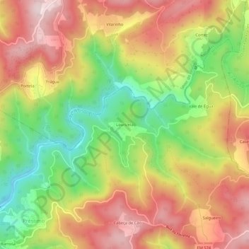 Topografische kaart Lourizela, hoogte, reliëf