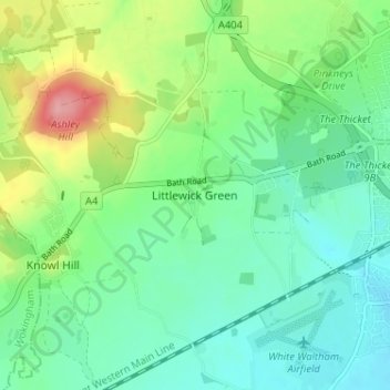 Topografische kaart Littlewick Green, hoogte, reliëf