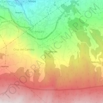 Topografische kaart Cortelanado, hoogte, reliëf
