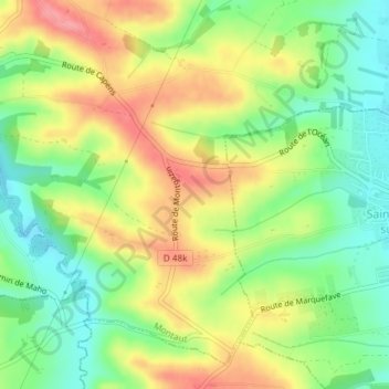 Topografische kaart Montmaure, hoogte, reliëf