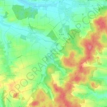 Topografische kaart Weichenberg, hoogte, reliëf