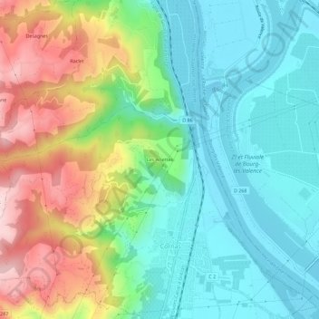 Topografische kaart Les Arlettes, hoogte, reliëf