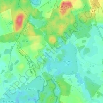 Topografische kaart Garden, hoogte, reliëf