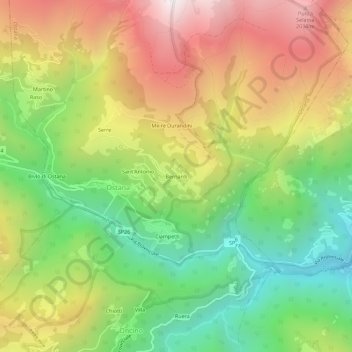 Topografische kaart Bernardi, hoogte, reliëf