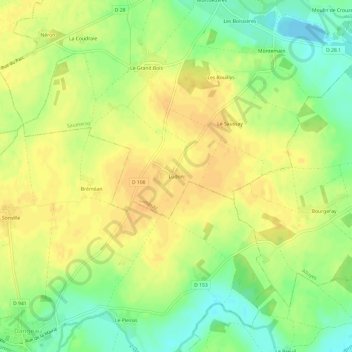 Topografische kaart Ludon, hoogte, reliëf