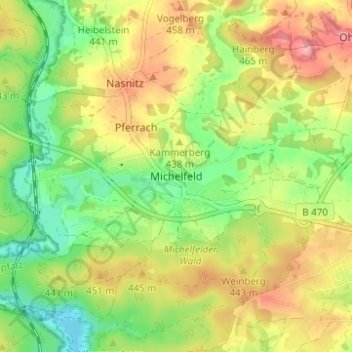 Topografische kaart Michelfeld, hoogte, reliëf