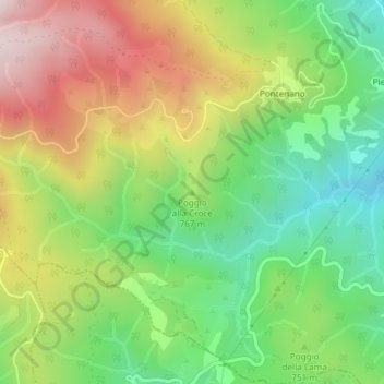 Topografische kaart Poggio alla Croce, hoogte, reliëf