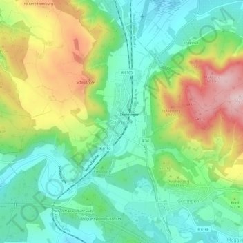 Topografische kaart Stahringen, hoogte, reliëf