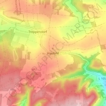 Topografische kaart Haufeld, hoogte, reliëf