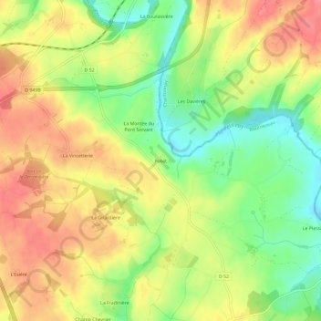 Topografische kaart Foliet, hoogte, reliëf