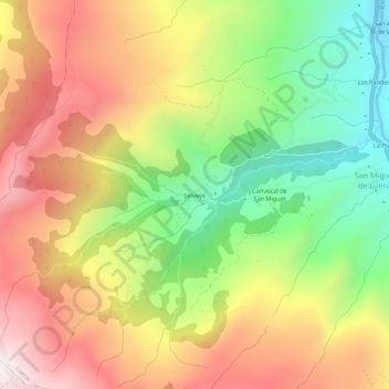 Topografische kaart Selviejo, hoogte, reliëf
