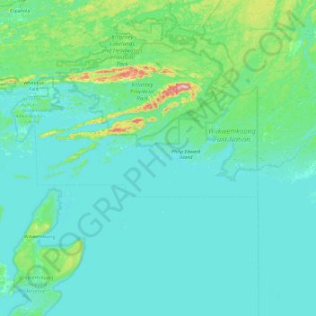 Topografische kaart Anchor Island, hoogte, reliëf
