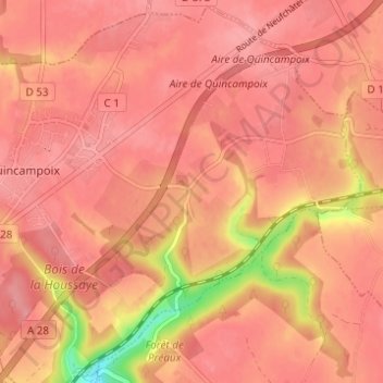 Topografische kaart Les Hameaux, hoogte, reliëf