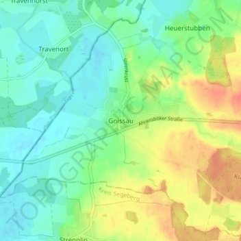 Topografische kaart Gnissau, hoogte, reliëf