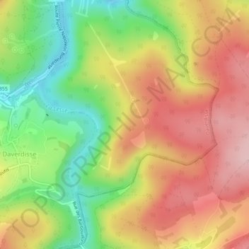 Topografische kaart Bezou, hoogte, reliëf