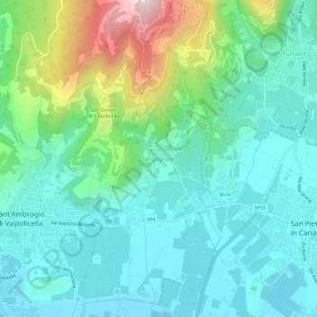 Topografische kaart Gargagnago, hoogte, reliëf