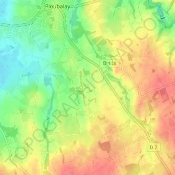 Topografische kaart La Ravillais, hoogte, reliëf