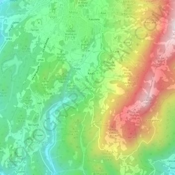 Topografische kaart Faida, hoogte, reliëf