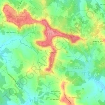 Topografische kaart Montaillac, hoogte, reliëf