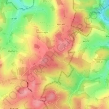 Topografische kaart Landwehr, hoogte, reliëf