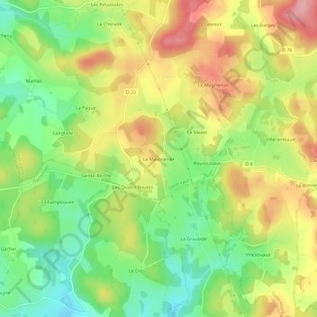 Topografische kaart Le Masbrenier, hoogte, reliëf