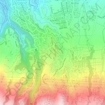 Topografische kaart La Confiance, hoogte, reliëf