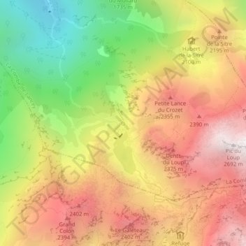Topografische kaart Le cul de la vielle, hoogte, reliëf