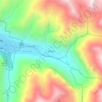 Topografische kaart Pandora, hoogte, reliëf