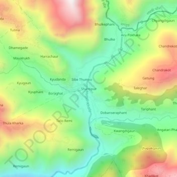 Topografische kaart Shantipur, hoogte, reliëf