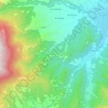 Topografische kaart Beltramone, hoogte, reliëf