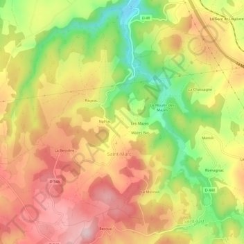 Topografische kaart La Roche, hoogte, reliëf