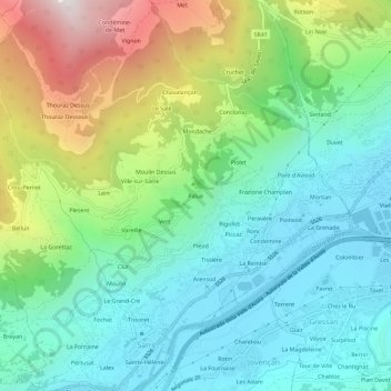 Topografische kaart Palue, hoogte, reliëf