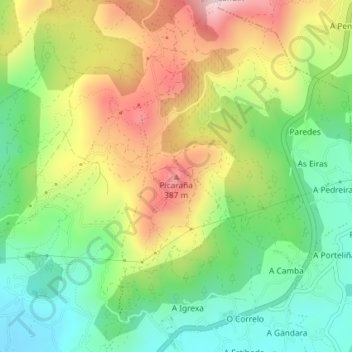 Topografische kaart Picaraña, hoogte, reliëf