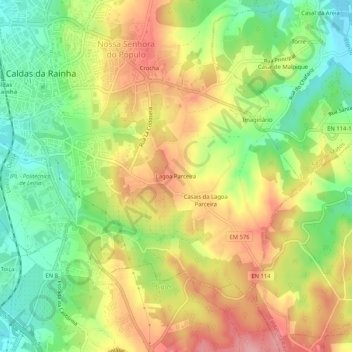 Topografische kaart Lagoa Parceira, hoogte, reliëf