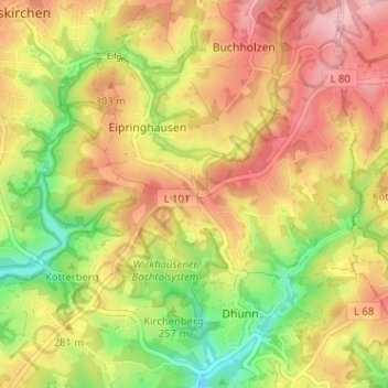 Topografische kaart Habenichts, hoogte, reliëf