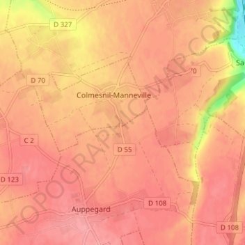 Topografische kaart Colmesnil, hoogte, reliëf