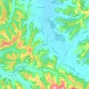 Topografische kaart Palagio, hoogte, reliëf