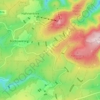 Topografische kaart Kreuzeck, hoogte, reliëf