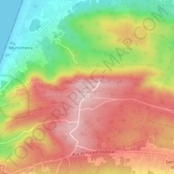 Topografische kaart Bandeira, hoogte, reliëf