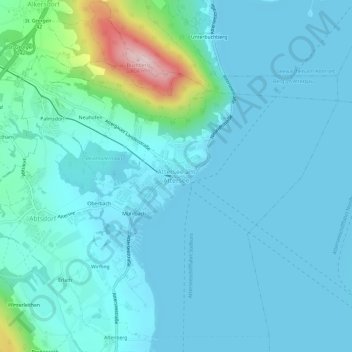 Topografische kaart Attersee, hoogte, reliëf