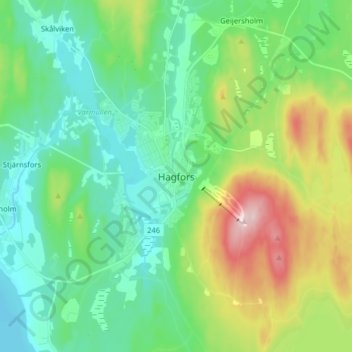 Topografische kaart Hagfors, hoogte, reliëf