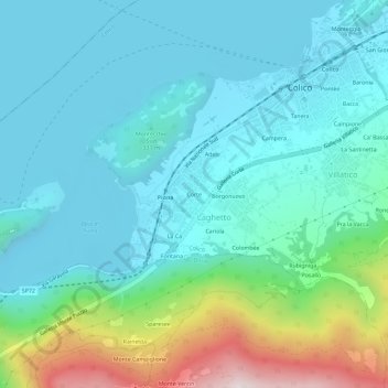 Topografische kaart Corte, hoogte, reliëf